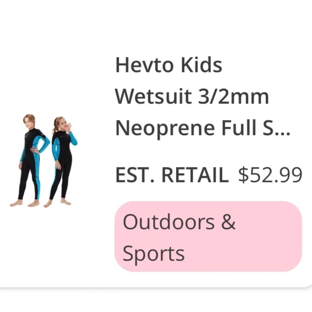 Hevto Wetsuit Kids Size 12 Black Blue New 3/2mm Neoprene Full Body Back Zip